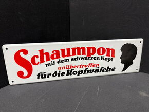 Schaumpon mit dem schwarzen Kopf (Emailleschild Reproduktion)