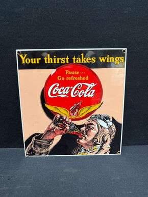 Coca Cola - Your thirst takes wings (Emailleschild Reproduktion)