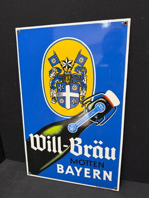 Will Bräu - Motten Bayern (50er Jahre Schild)