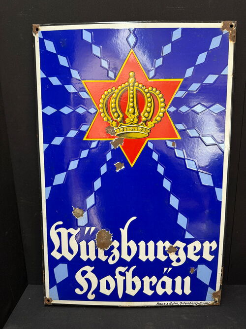 Würzburger Hofbräu (großes Emailleschild 1930/1950)