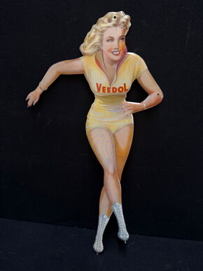 Veedol Pin-Up Schlittschuhläuferin (REPRO Blechschild)