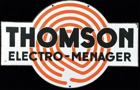 Thomsen Electro-Menager (Beidseitig emailliertes Schild um 1930)