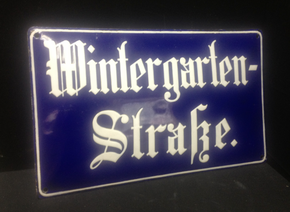Wintergarten Straße Emailschild (um 1900)