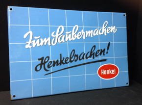 Henkel Emailschild - Zum Saubermachen Henkelsachen (abgekanntet)