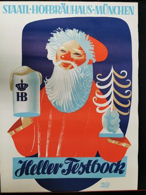 Hofbräuhaus München - Helles Festbock Bier Werbeplakat (50er Jahre)