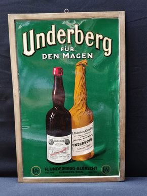 Underberg Werbepappe in Original-Holzrahmung (Um 1930/1950)