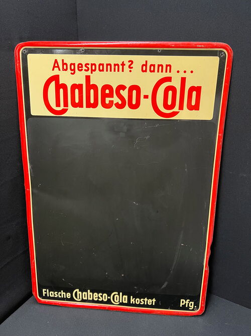 Chabeso Cola - Große Blechwerbetafel zum Beschreiben (Um 1955)