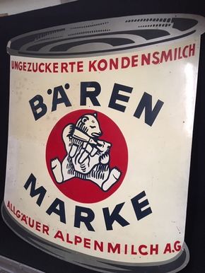 Bären Marke Allgäuer Alpen-Milch XXL Blechschild / Emailschild 