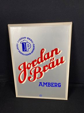 Jordan Bräu Amberg - Blechschild Semi-Email signiert 32 x 44 cm - D um 1960