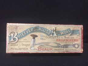 Briefverschluss-Apparat Schubert & Fabian Chemnitz - Berlin Treptow - in Originalverpackung - Kurios um 1905