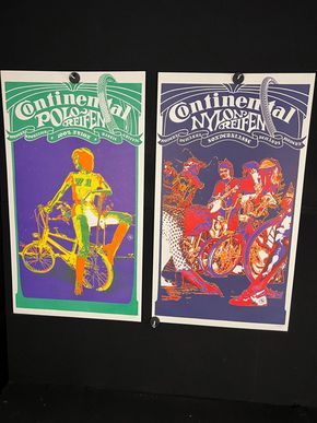Continental Pop-Art Plakate - Fahrrad - Reifen 4 Motive ! 100 % Original 1970