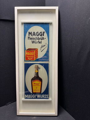 Maggi´s Würze - Unikat - 2 Originale Glasschilder hinter Glas 78 x 30 - D um 1920