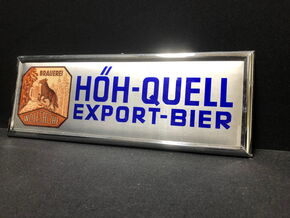Wolfshöhe Brauerei - Höh-Quell Export Bier (Kunststoffschild im Metallrahmen) 13 x 35 cm