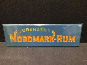 Lorenzens Nordmark-Rum / Blechschild aus der Zeit um 1950 (A57)