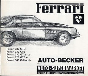 „Ferrari" Werbebroschüre des Importeurs Auto-Becker (60er Jahre)