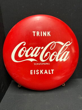 Coca Cola Emailledeckel - Trink Coca Cola (50er Jahre / 40 cm)