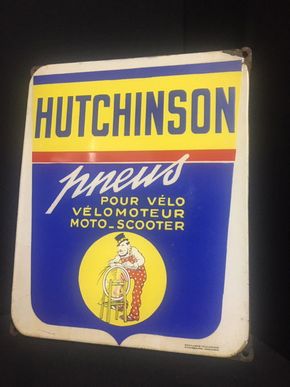 Hutchinson Pneus Emailschild Reifen - Frankreich um 1950