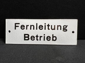 Fernleitung Betrieb Emailleschild 15 x 5,5 cm um 1950/60