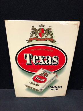 Texas Zigaretten (Martin Brinkmann Bremen) Imoglasschild der 60er Jahre