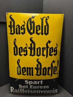 Das Geld des Dorfes dem Dorfe ! Raiffeisenverein 79 x 49 cm D - um 1925
