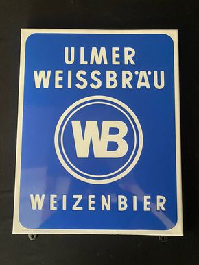 Ulmer Weissbräu Weizenbier Emailschild um 1955