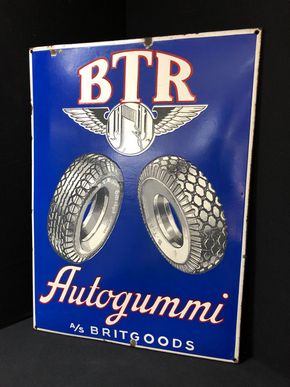 BTR - Goodrich - Dunlop Emailschild aus der Zeit um 1935 - Extrem selten!