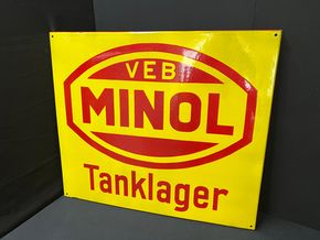 Minol Tanklager / 50er Jahre Emailleschild in Top-Qualität