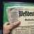 Westdeutsche Landeszeitung Gladbach - Uraltes geprägtes Blechschild um 1924  -  36 x 17 cm