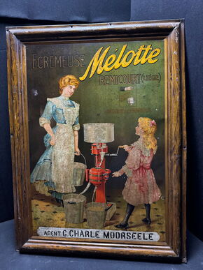 Ecremeuse Melotte XXL - Imposantes Blechschild Milchzentrifugen 69 x 52 cm - FR um 1910