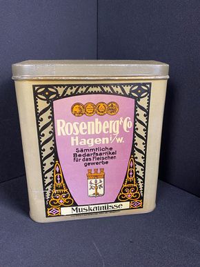 Rosenberg & Co - Hagen i. Westfalen - Herrliche Gewürzdose Fleischer Jugendstil Blechdose 22 x 14 x 20 cm