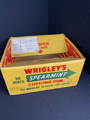 Wrigley´s Spearmint Kaugummi Export Umkarton 28 x 34 x 17 cm - 1964