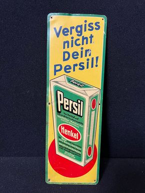 Vergiss nicht dein Persil - Blechschild - Türschild - 25 x 8,5 cm - CH um 1925