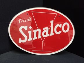 Trink Sinalco Glasschild oval um 1955