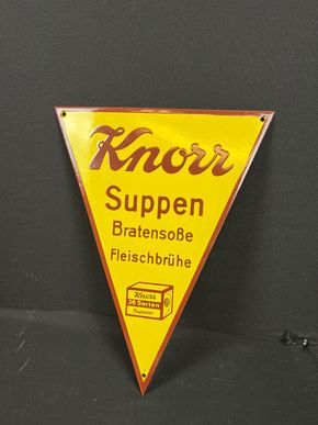 Knorr Suppen Emailschild Wimpel Kleinformat im perfekten Zustand - um 1925