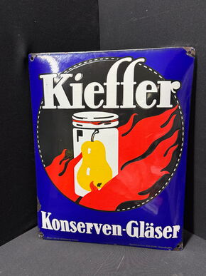 Kieffer Konserven-Gläser (Gewölbte Emailleschild um 1925)