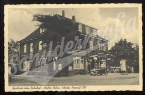 Postkarte mit altem Gilde Bierschild - Sehnde um 1930