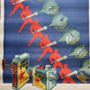Shell Tox tötet - Werbeplakat der legendären Benzinmarke mit Metallschienen (Um 1950)