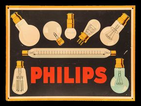 Philips Glühkörper frühes Blechschild um 1925