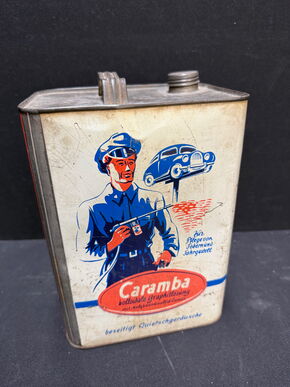 Caramba Blechkanister mit Henkel und Deckel (Um 1955)