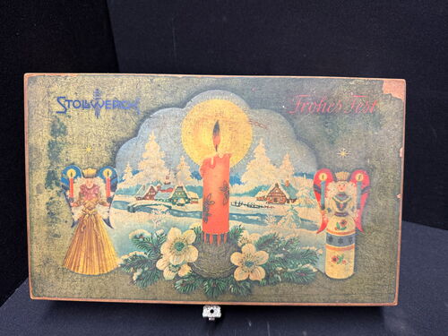 Stellwerk Schokolade - Holzkästchen “Frohes Fest” (1930/1950)