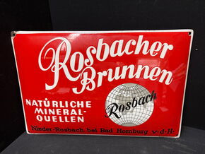Rosbacher Brunnen - Natürliche Mineralquellen (gewölbtes Emailleschild um 1930)