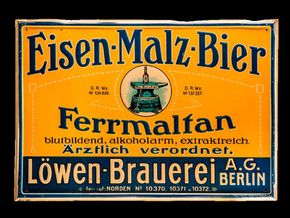 Löwen Brauerei Berlin. Eisen-Malz-Bier um 1915