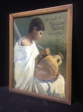 Salem Gold Werbepappe im Originalglasrahmen (um 1920)