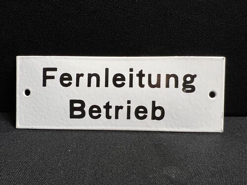 Fernleitung Betrieb Emailleschild 15 x 5,5 cm um 1950/60