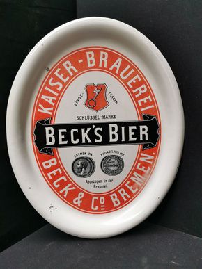 Beck & Co. Bremen - Kaiser-Brauerei - Blechtablett aus der Zeit um 1890 (Toprarität)
