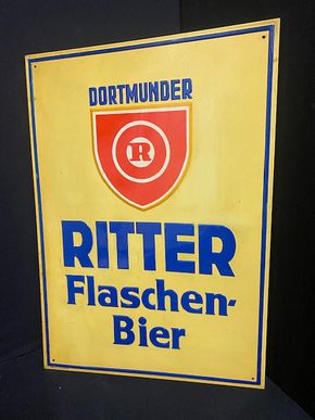 Dortmunder Ritter Bier Flaschenbier Blechschild - D um 1955/60 Dortmund