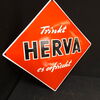 Herva - Trinkt; es erfrischt! (gewölbt) - Emailschild im Traumzustand (50er Jahre)