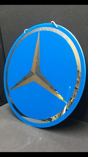 Mecedes Benz Glaswerbeschild (40 cm Durchmesser) wohl um 1950