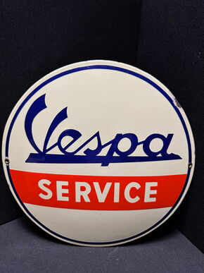 Vespa Service Emailleschild *fluoreszierend* 34 cm - Rarität - D um 1955/60