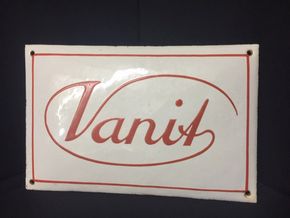 Vanit Emailschild - Zuckergussschrift - extrem schwer - um 1930